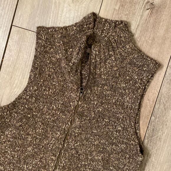 J.Jill Wool/Acrylic/Alpaca Blend Brown Sleeveless Full Front Zip Layering Vest S - Picture 3 of 6